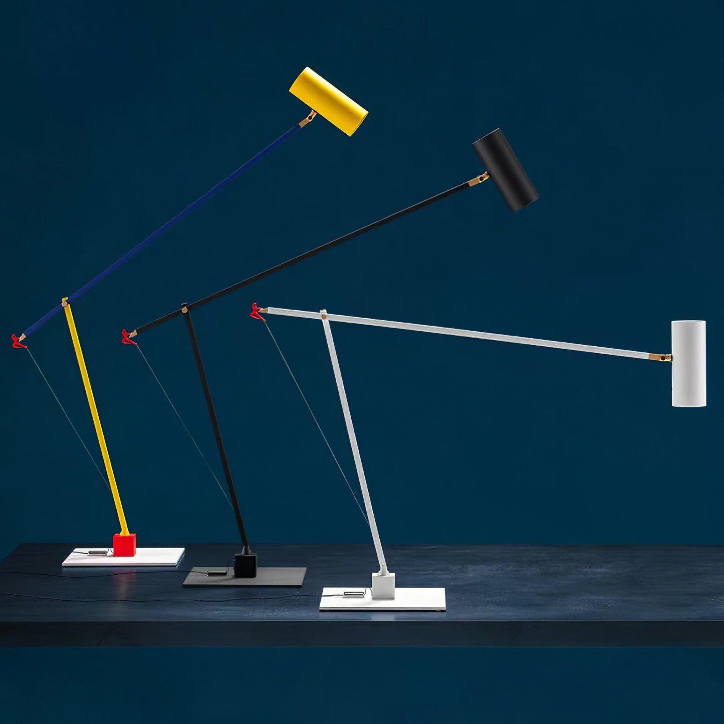 Ettorino Table Lamp | Adjustable Metal Design | Red, Yellow & Blue