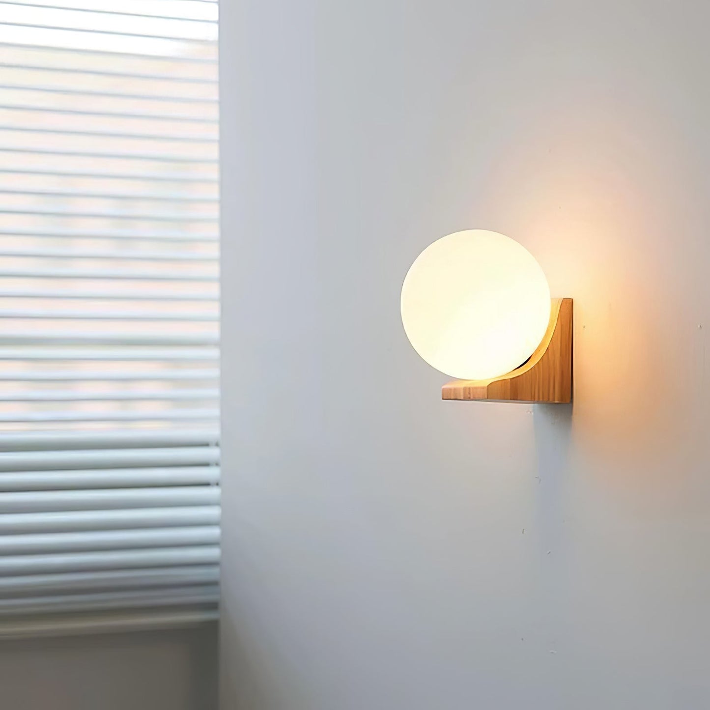 Evelyn Orb Wall Lamp | Walnut Base | White Shade