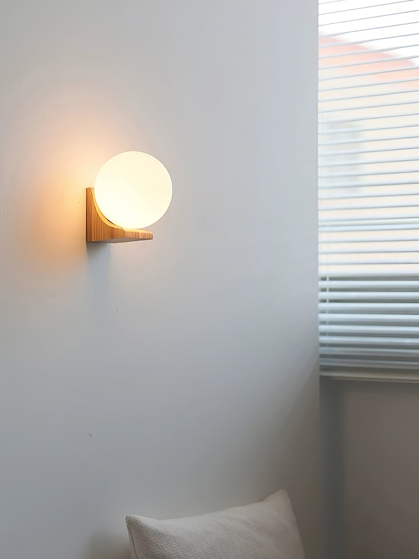 Evelyn Orb Wall Lamp | Walnut Base | White Shade