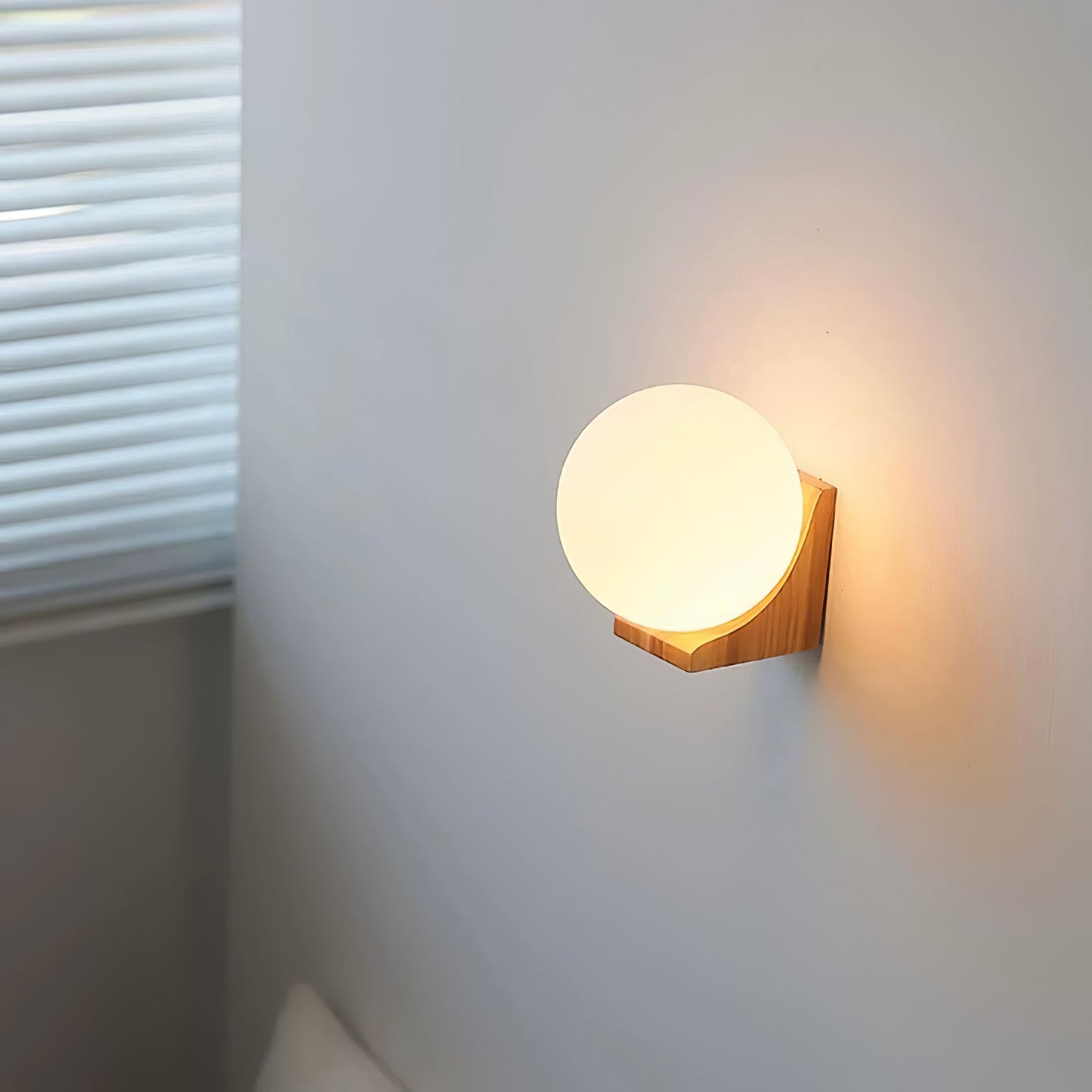 Evelyn Orb Wall Lamp | Walnut Base | White Shade