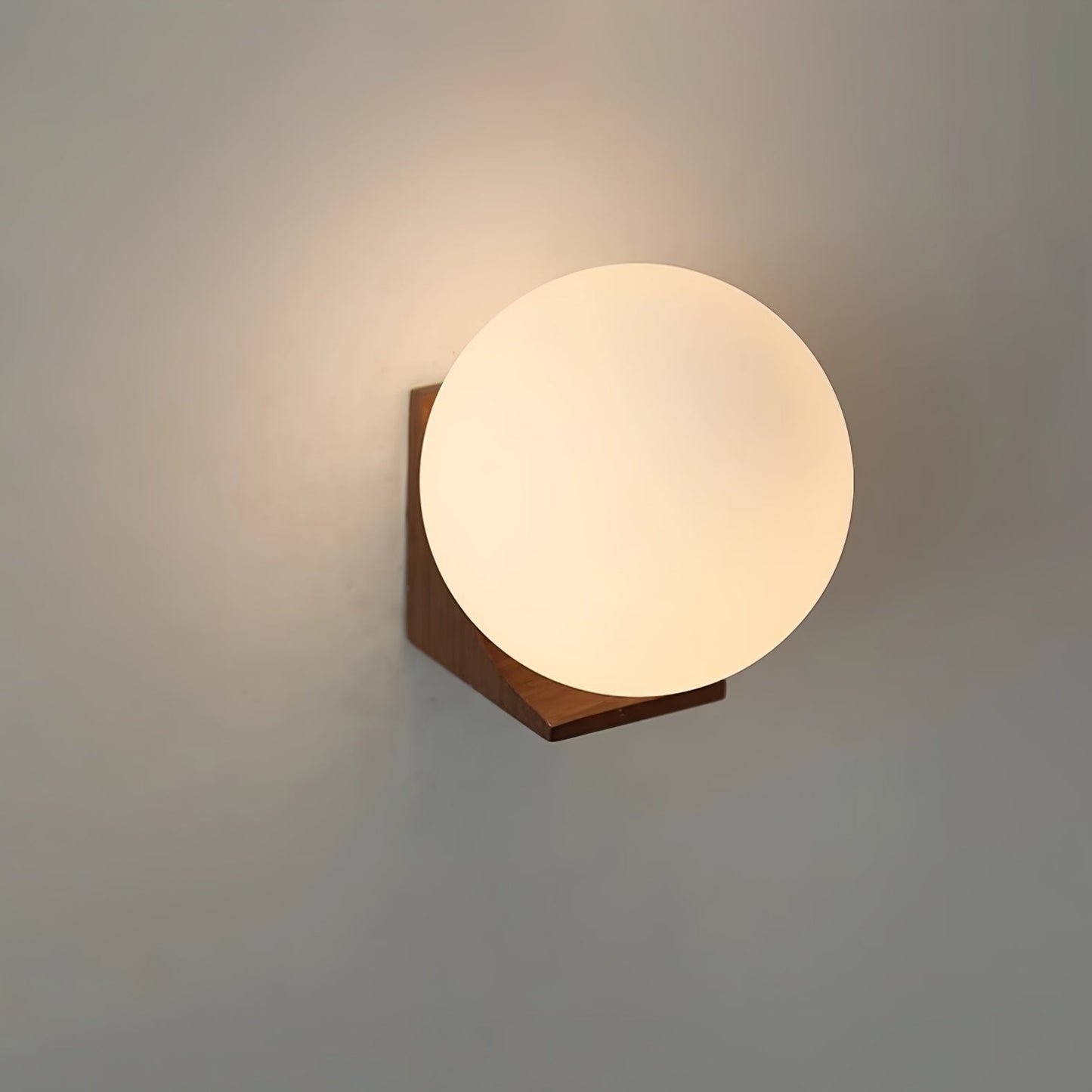 Evelyn Orb Wall Lamp | Walnut Base | White Shade
