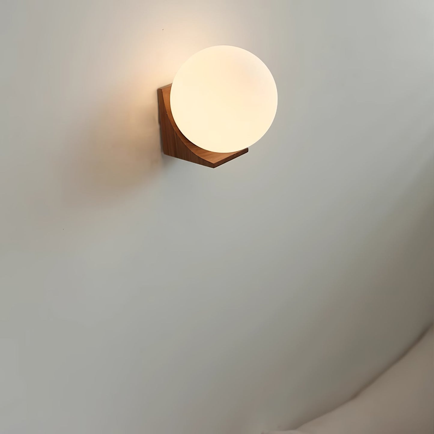 Evelyn Orb Wall Lamp | Walnut Base | White Shade