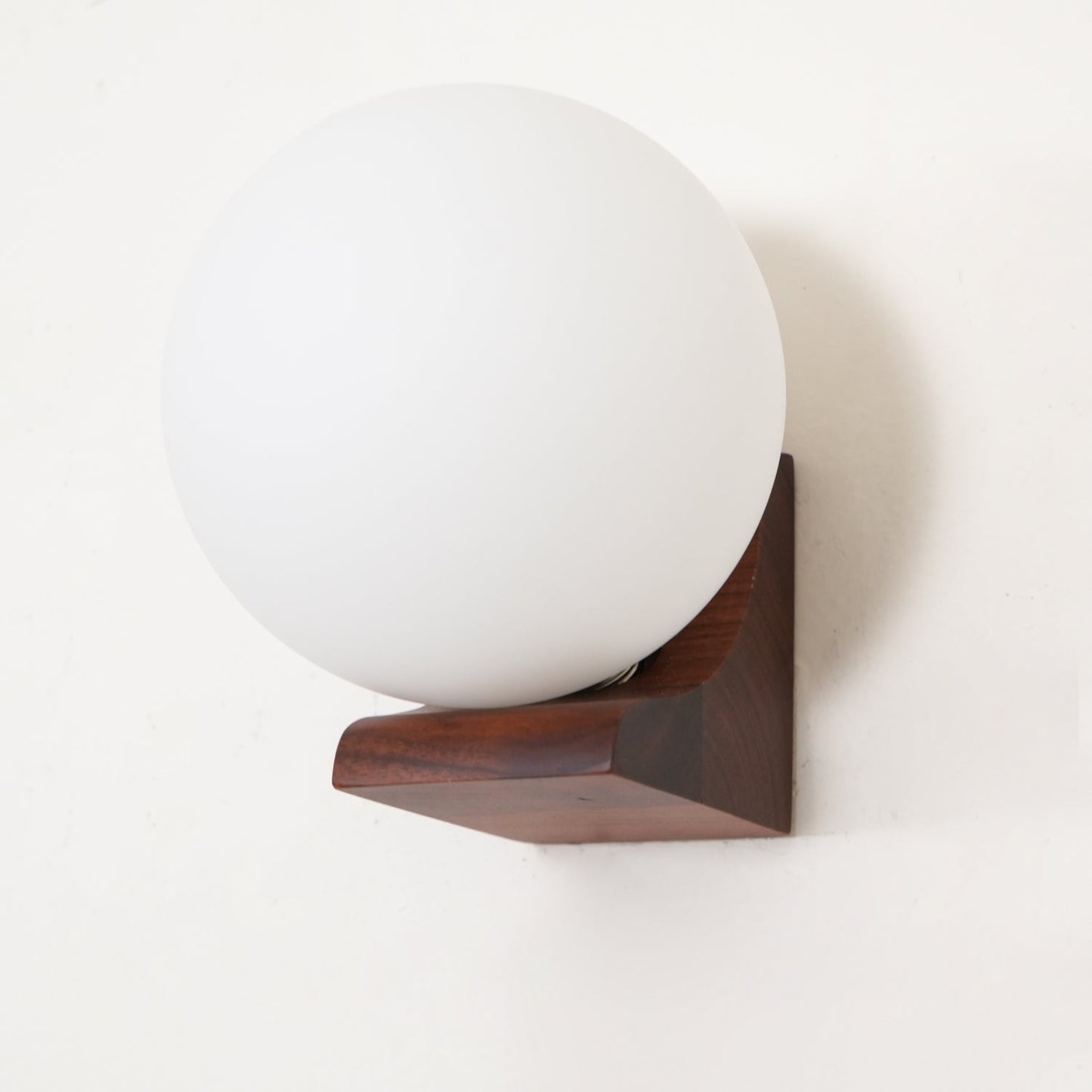 Evelyn Orb Wall Lamp | Walnut Base | White Shade