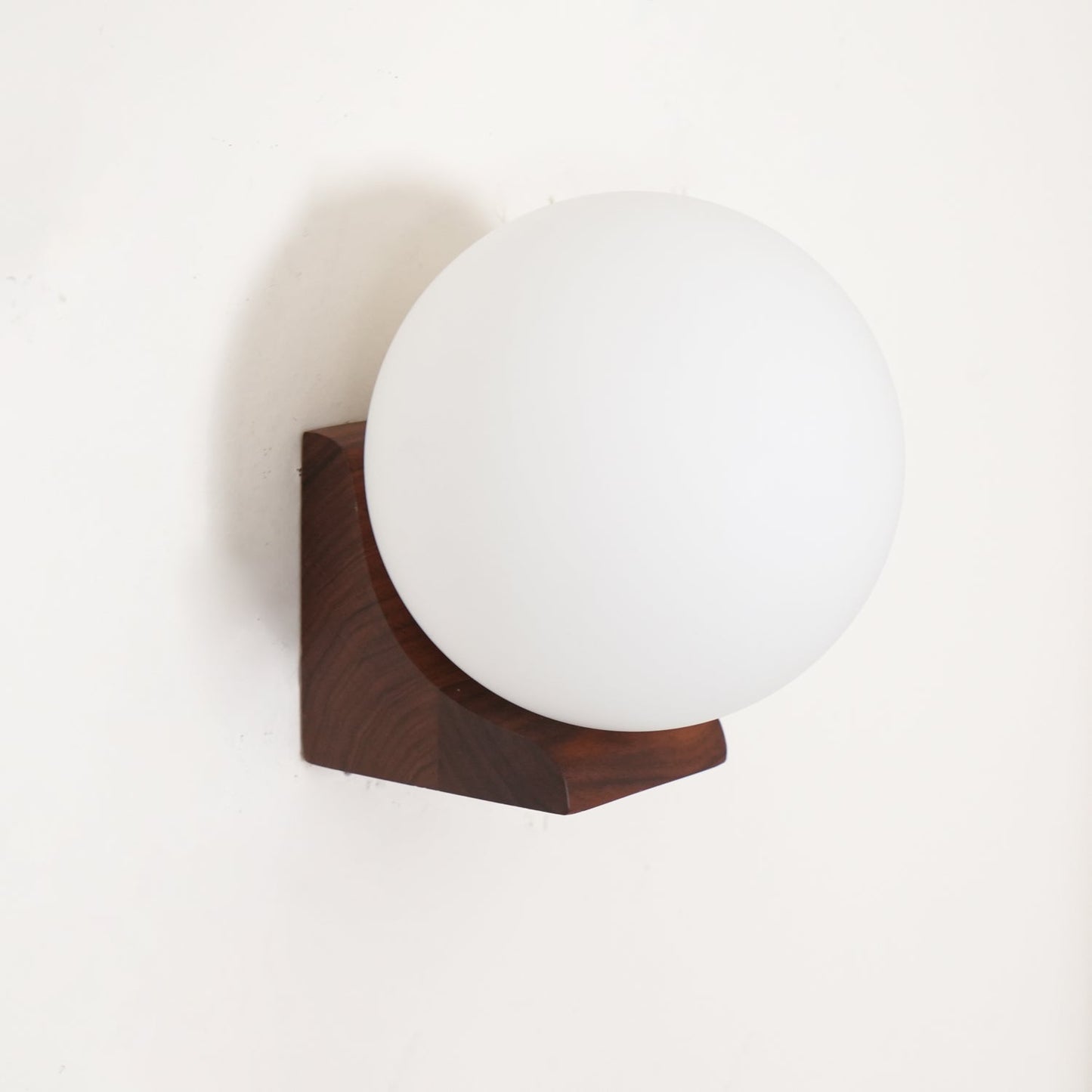 Evelyn Orb Wall Lamp | Walnut Base | White Shade