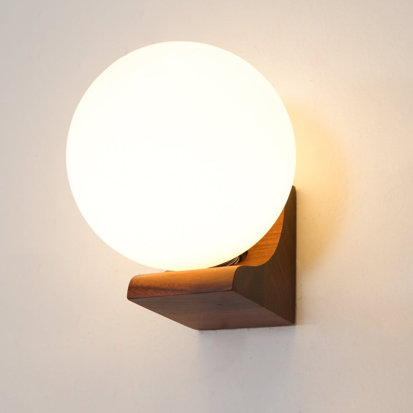 Evelyn Orb Wall Lamp | Walnut Base | White Shade