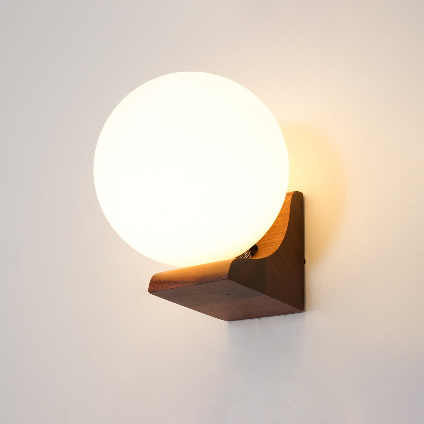 Evelyn Orb Wall Lamp | Walnut Base | White Shade