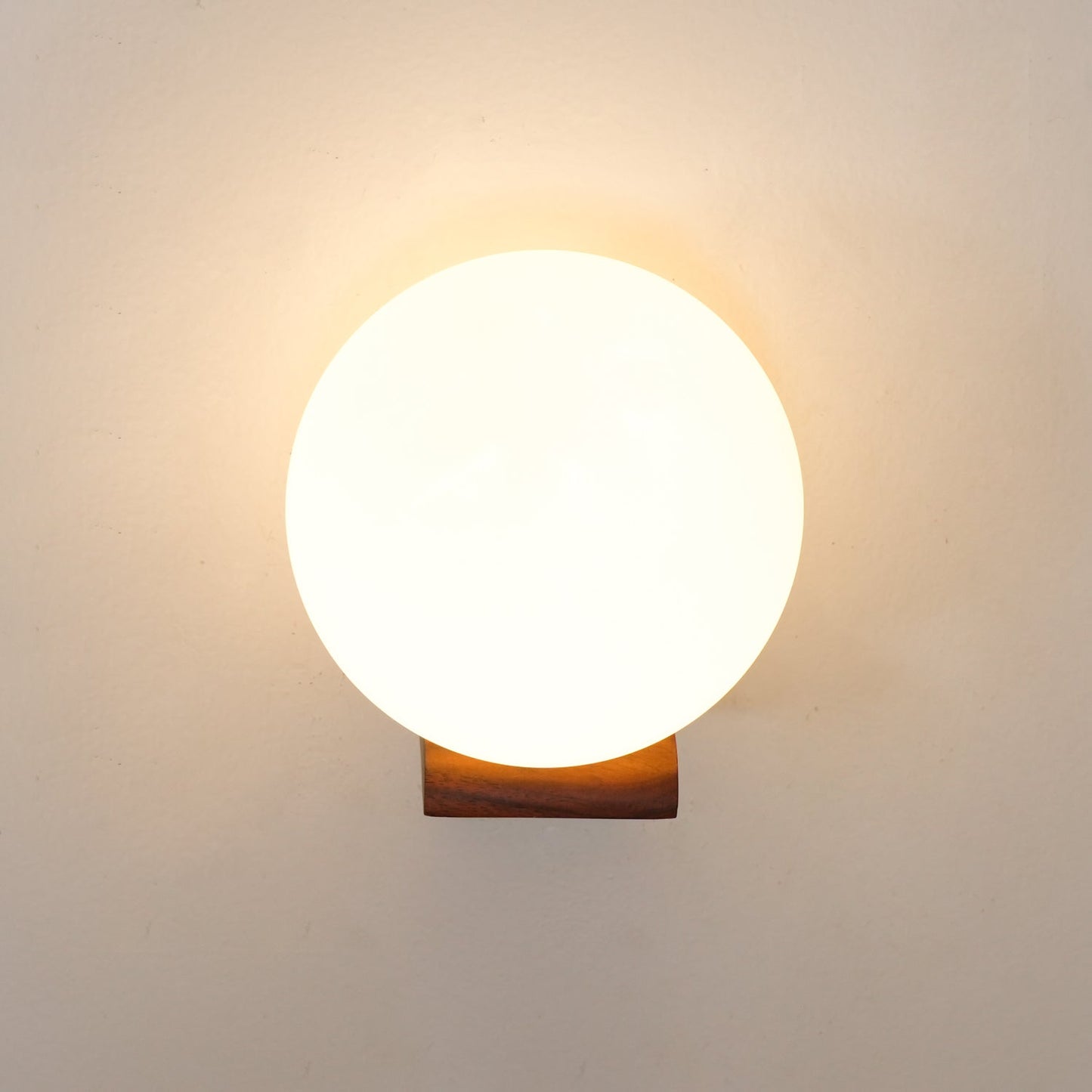 Evelyn Orb Wall Lamp | Walnut Base | White Shade