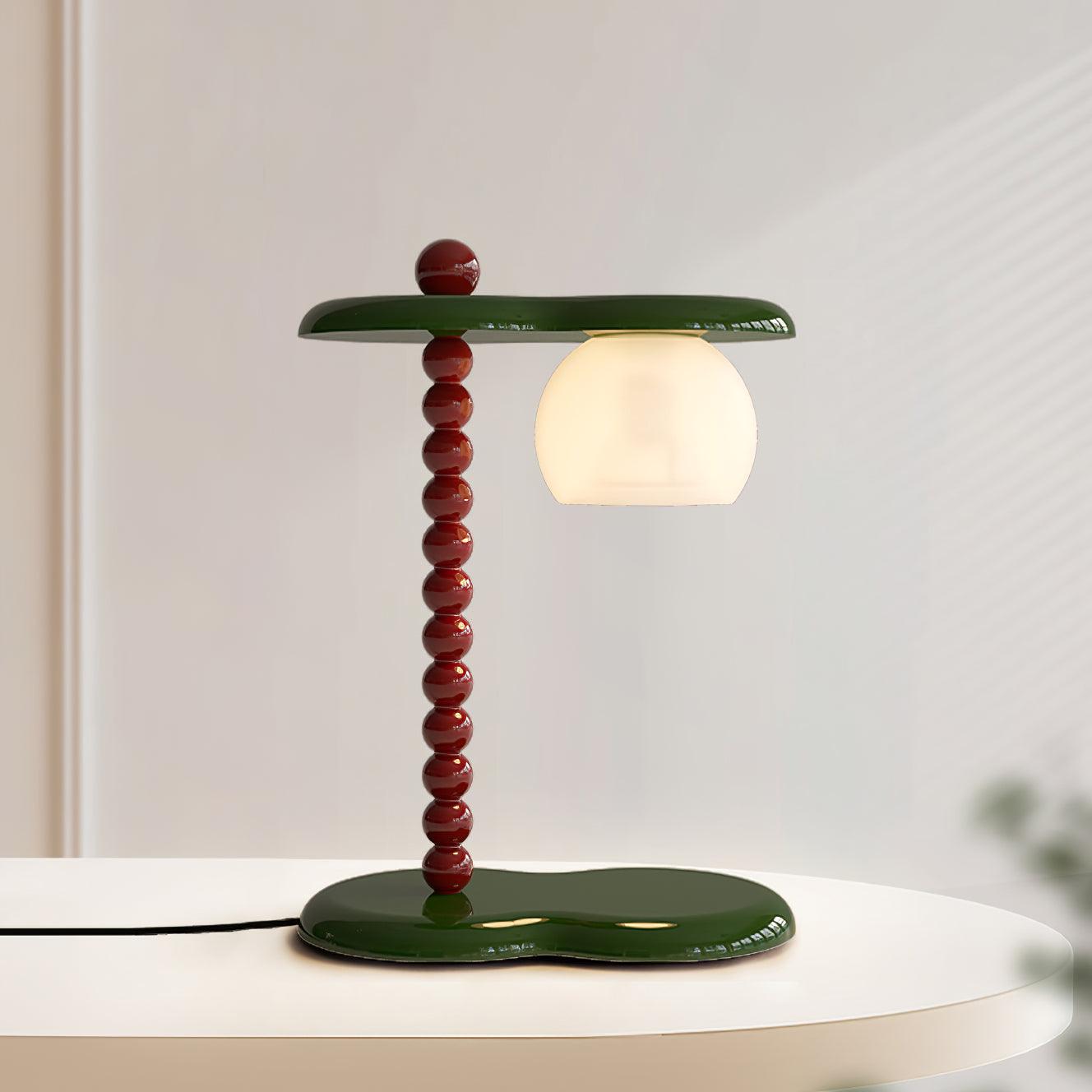 Everalda Metal Table Lamp | Metal Column & Glass Shade | White