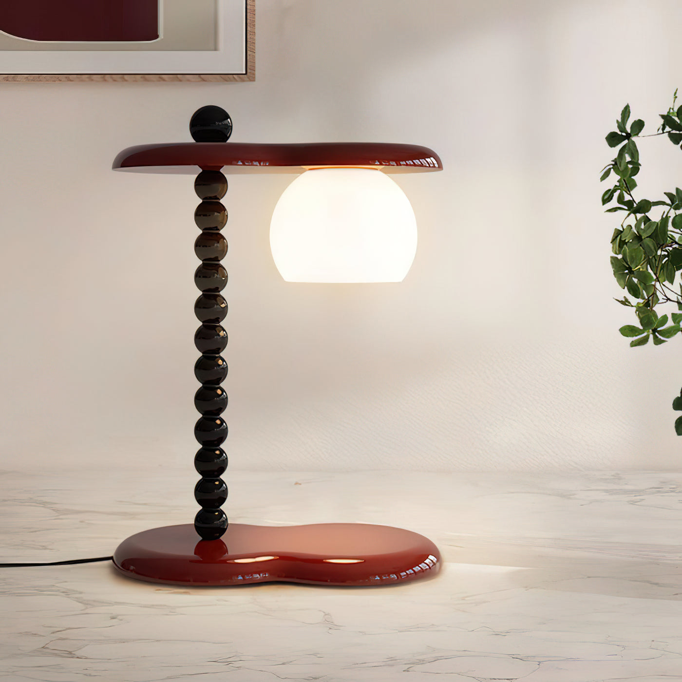 Everalda Table Lamp | Metal & Glass | Green+Red, Red+Black, Beige+Black, Beige
