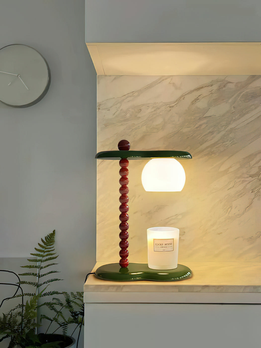 Everalda Table Lamp | Metal & Glass | Green+Red, Red+Black, Beige+Black, Beige