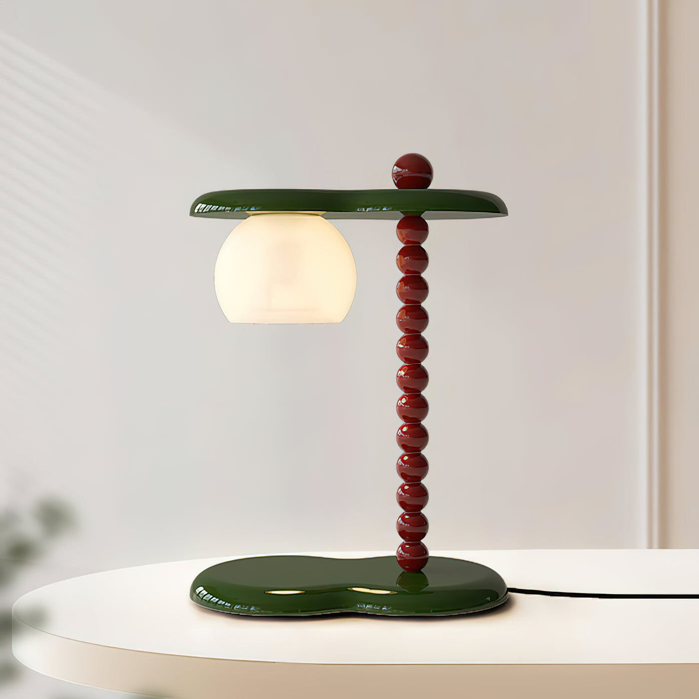 Everalda Table Lamp | Metal & Glass | Green+Red, Red+Black, Beige+Black, Beige