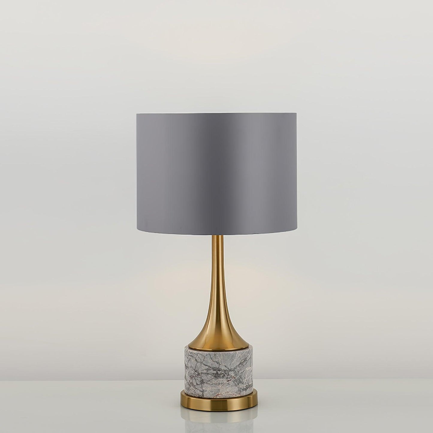 Expino Table Lamp | Metal, Marble & Fabric | Grey Shade