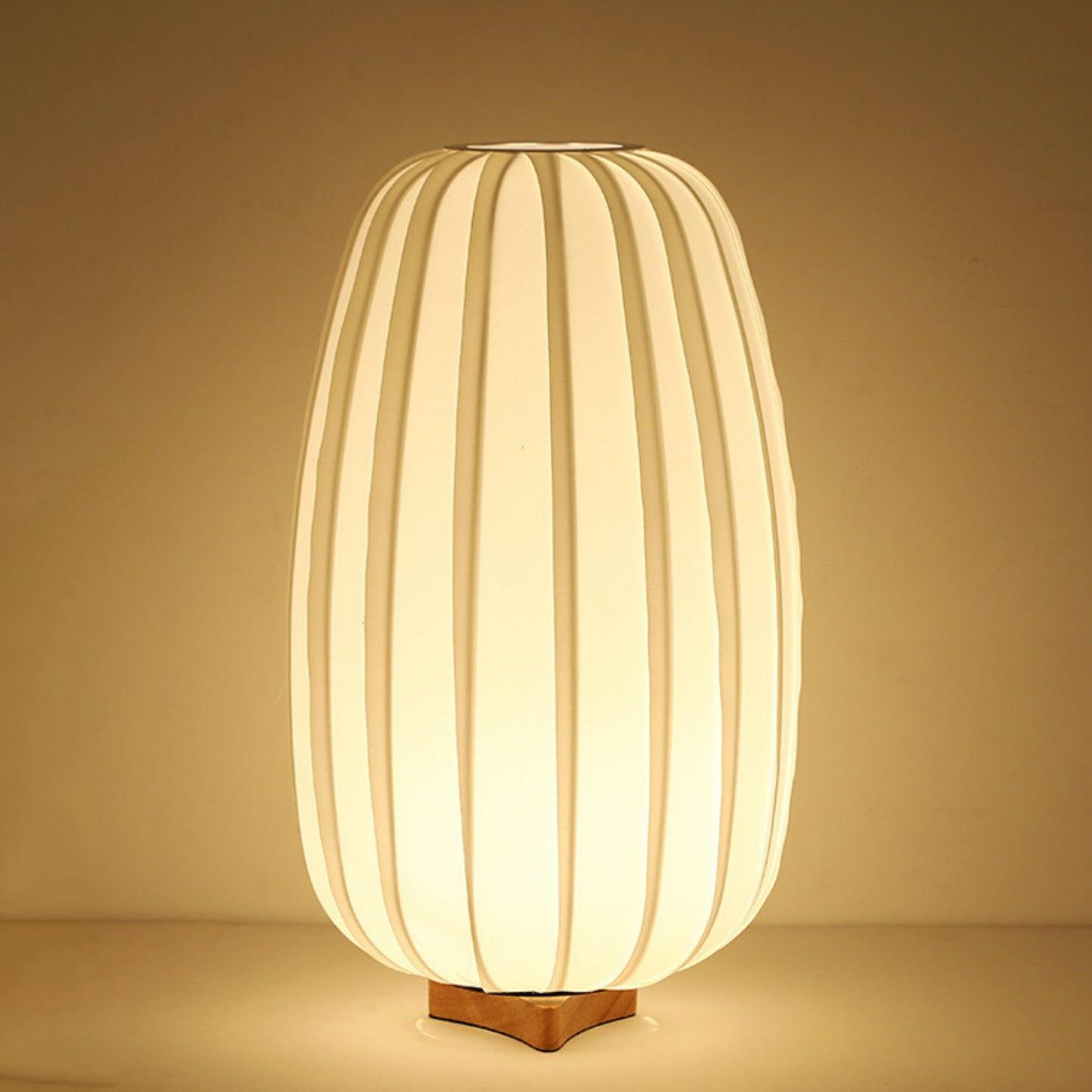 Minimalist Table Lamp | Wood & Fabric | White Shade, 30cm