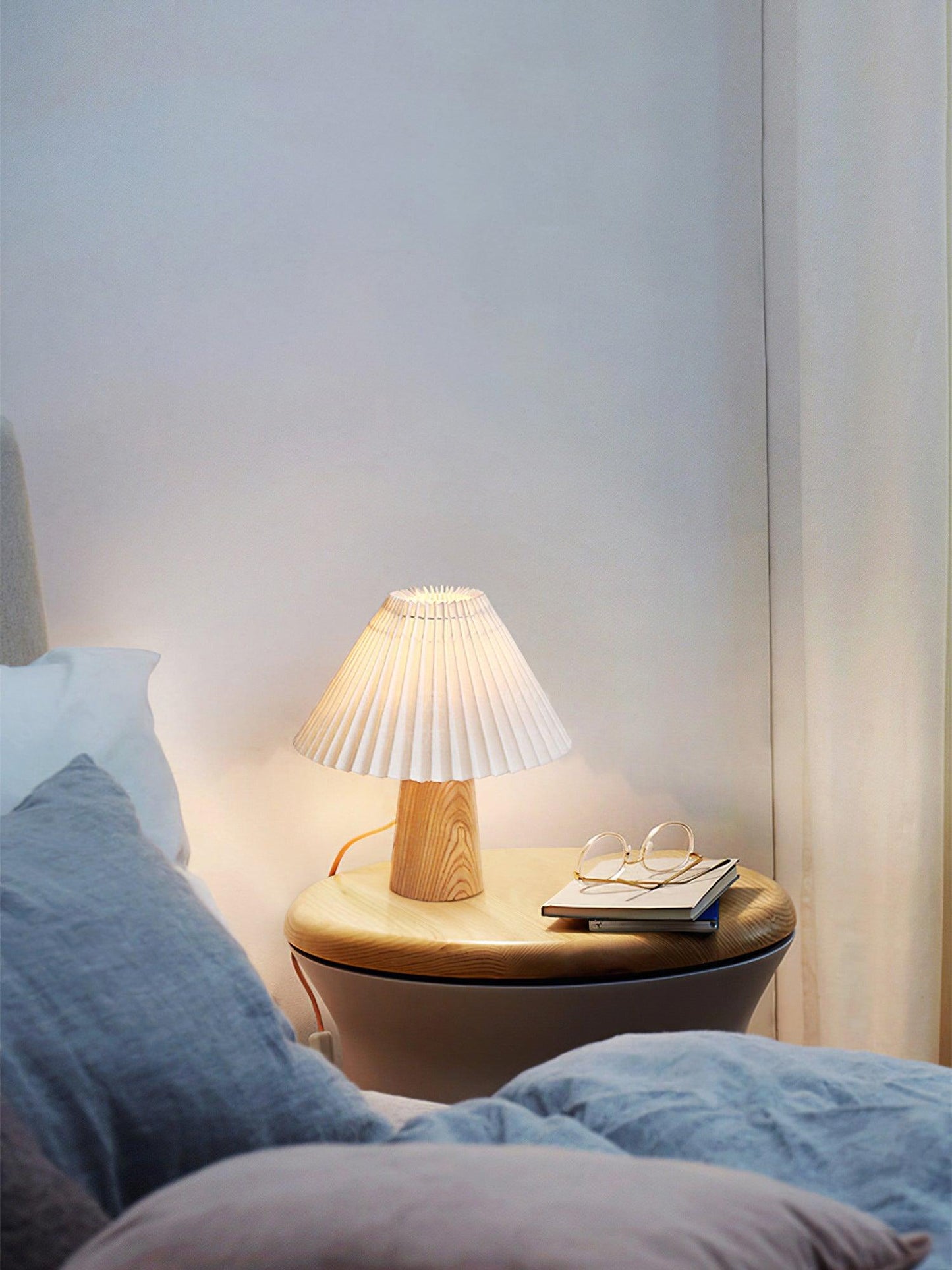 Facet Table Lamp | Wood Base | White or Black Shade
