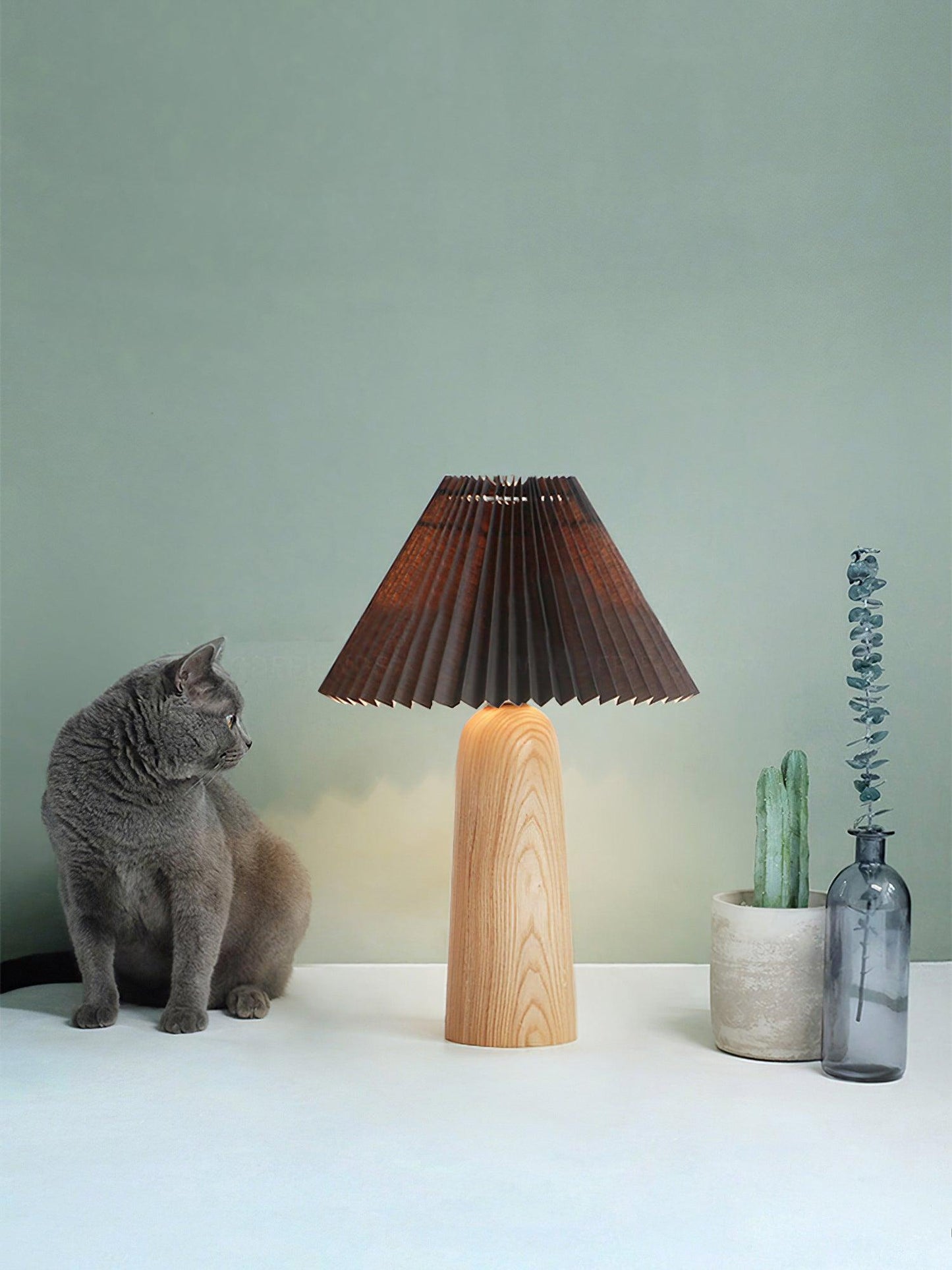Facet Table Lamp | Wood Base | White or Black Shade