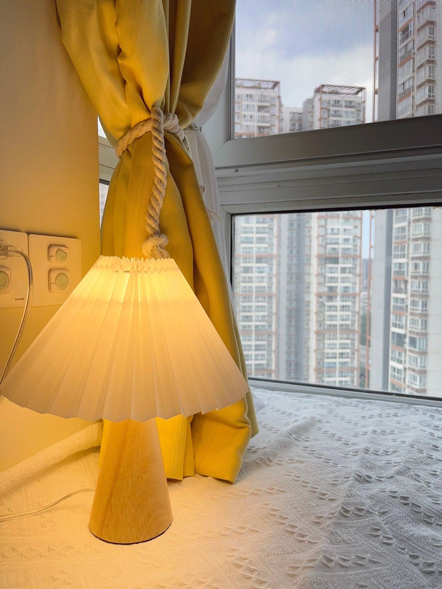 Facet Table Lamp | Wood Base | White or Black Shade