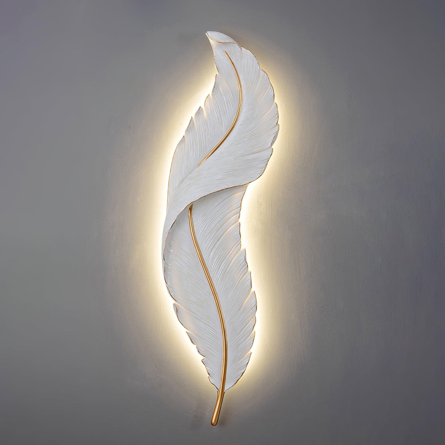 Feather Wall Lamp | Resin | Gold, White