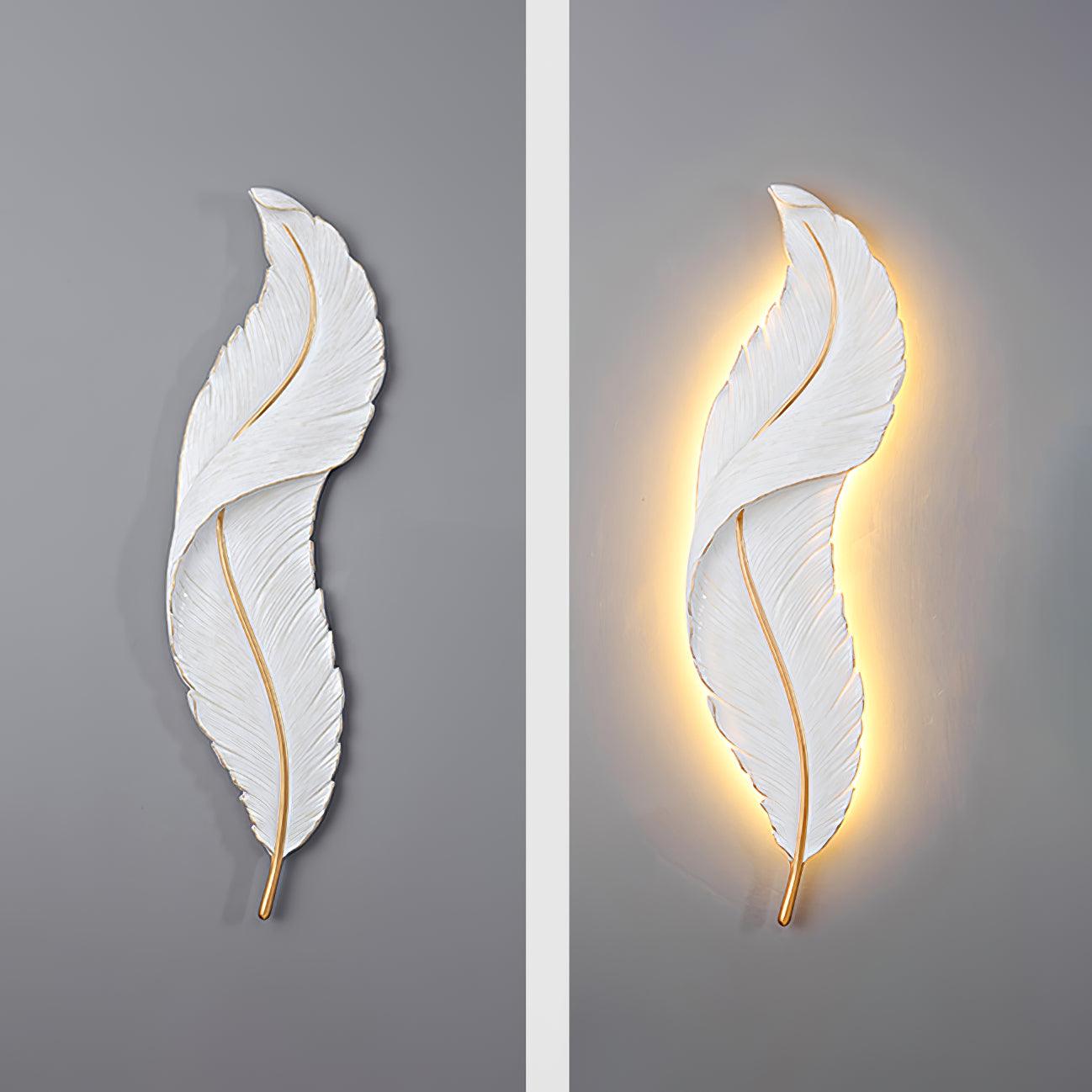 Feather Wall Lamp | Resin | Gold, White
