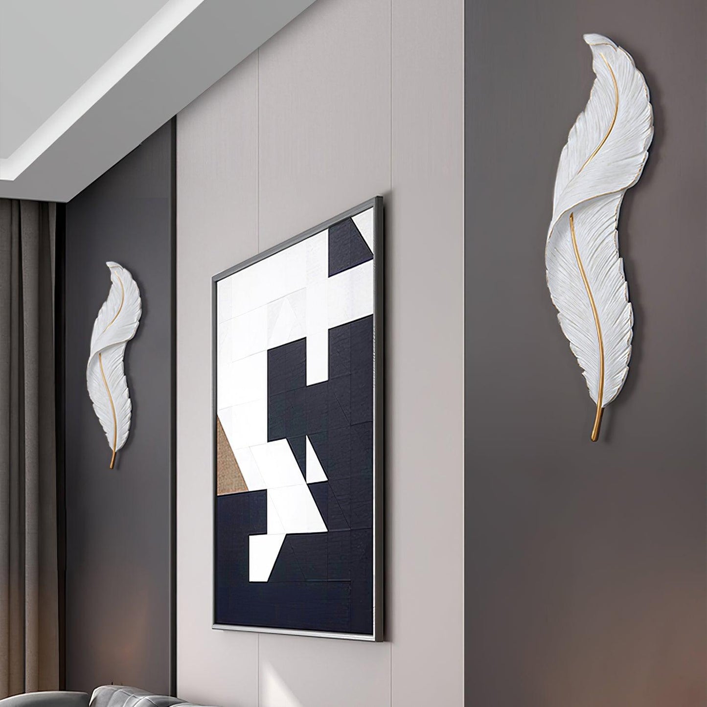 Feather Wall Lamp | Resin | Gold, White