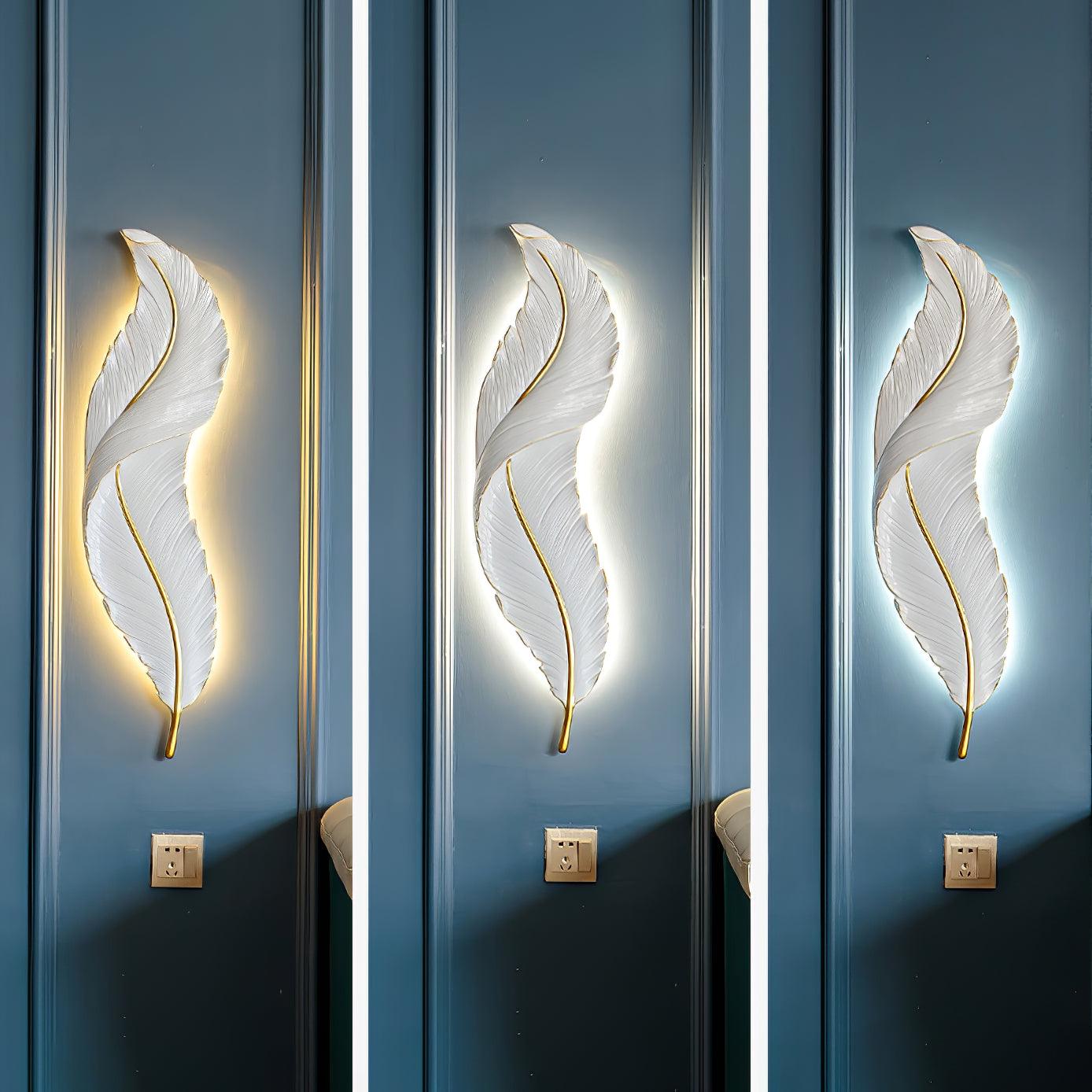 Feather Wall Lamp | Resin | Gold, White