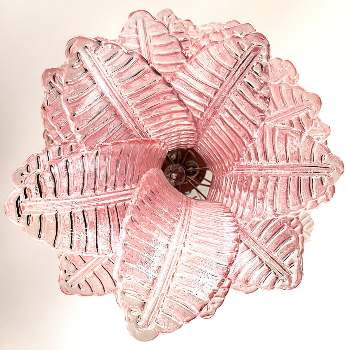 Murano Glass Chandelier | Handcrafted Pink Feather Design | 70cm Diameter