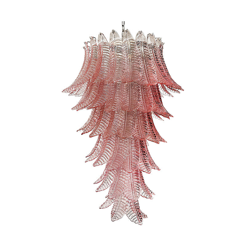 Murano Glass Chandelier | Handcrafted Pink Feather Design | 70cm Diameter