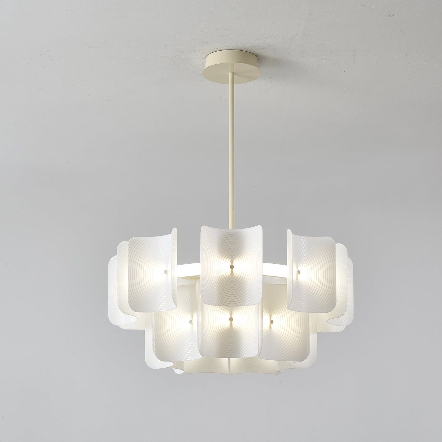 Fingerprint Chandelier | Modern Acrylic | Beige and White