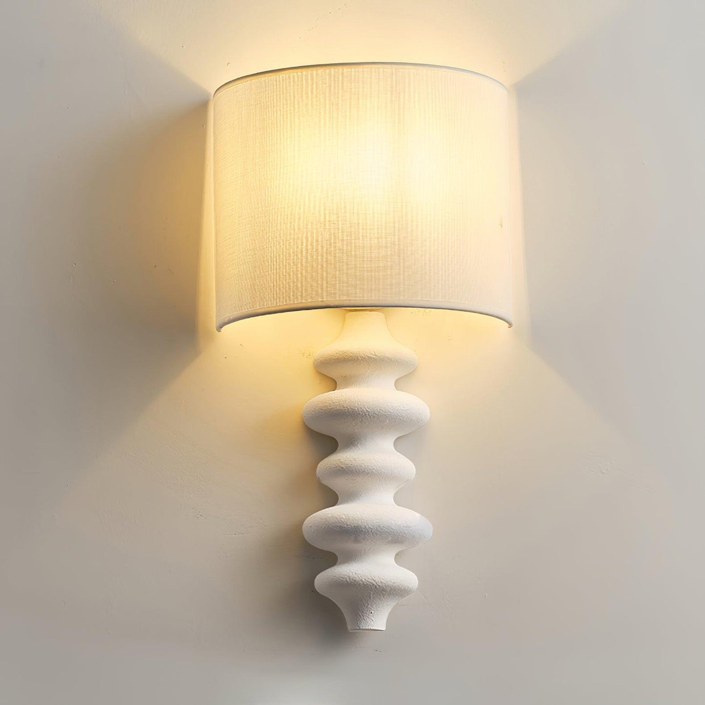 Fishbone Sconce | Solid Wood & Fabric | Black, White, Wood Color