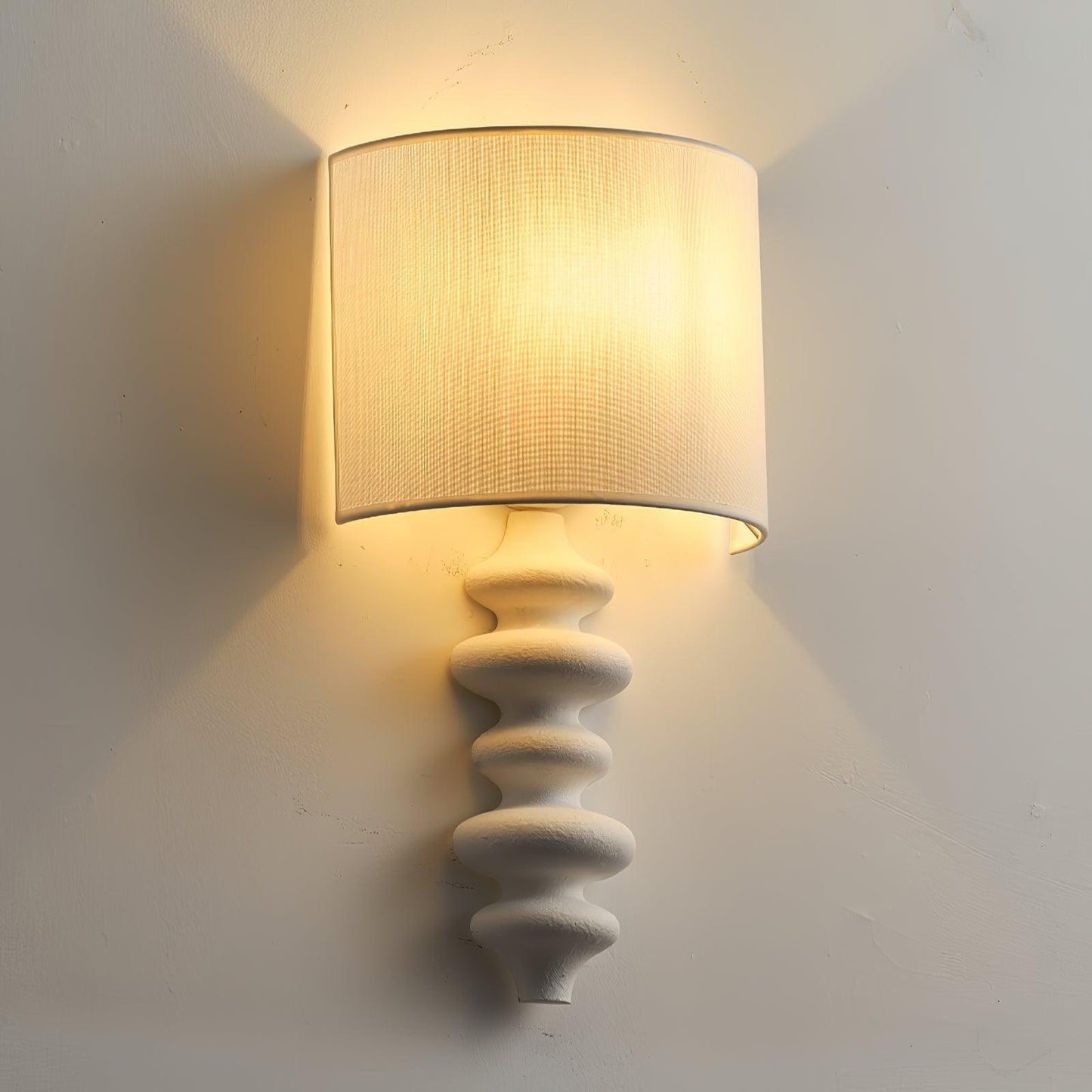 Fishbone Sconce | Solid Wood & Fabric | Black, White, Wood Color