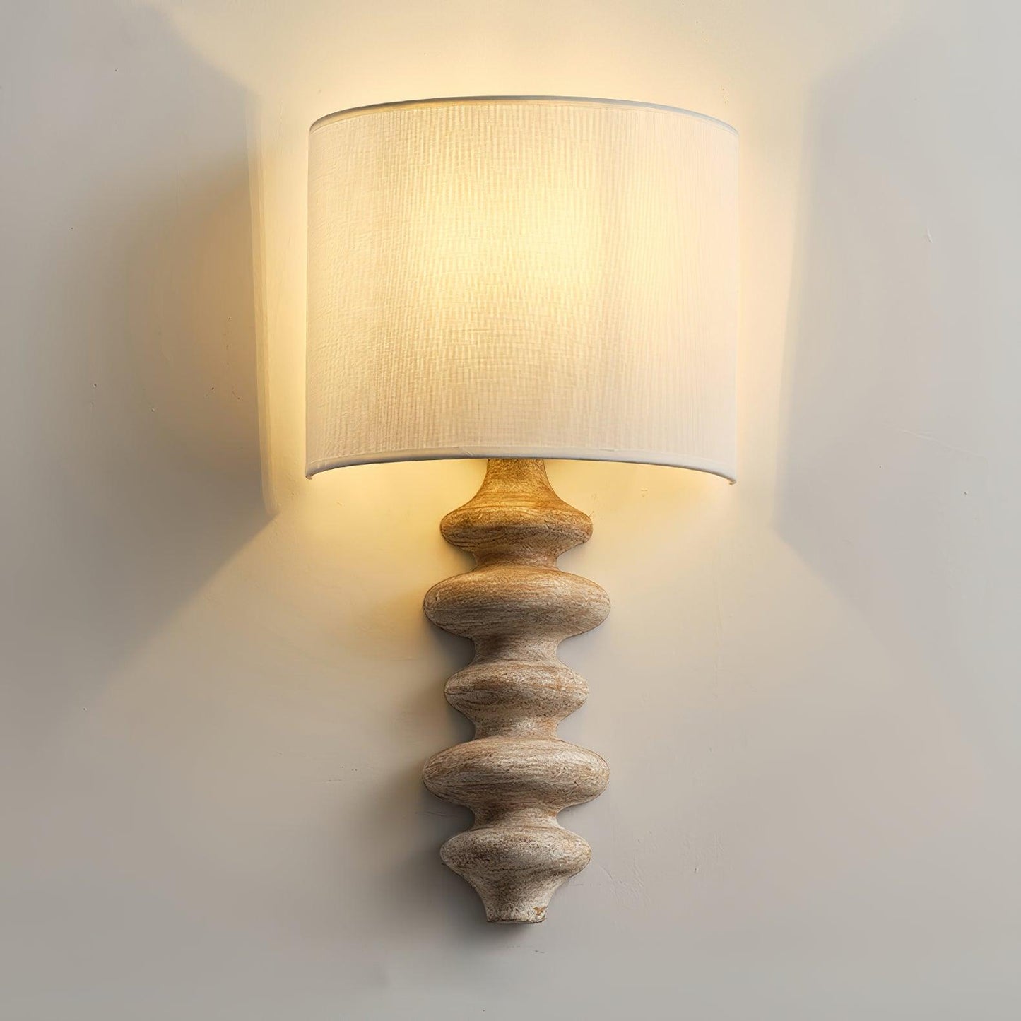 Fishbone Sconce | Solid Wood & Fabric | Black, White, Wood Color