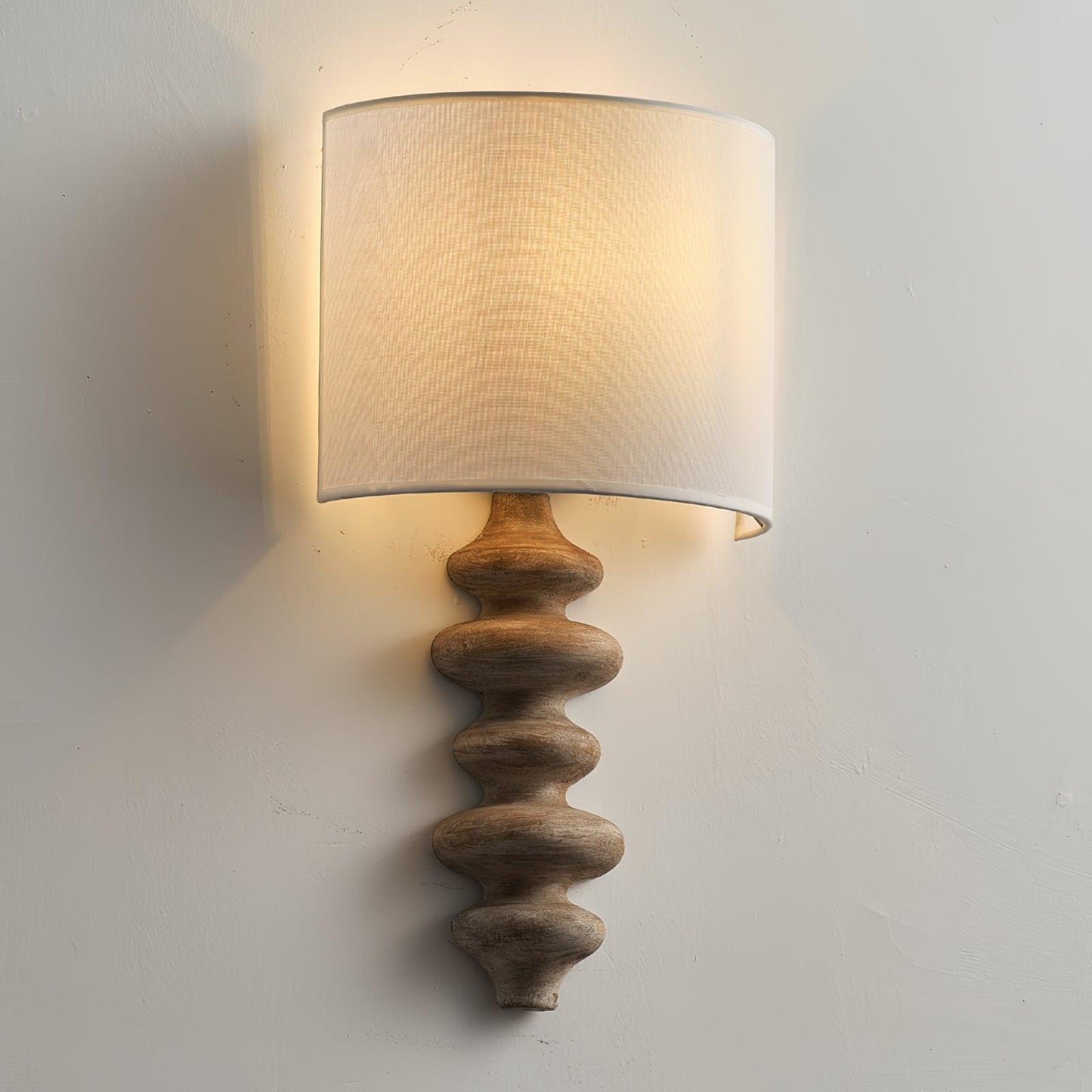 Fishbone Sconce | Solid Wood & Fabric | Black, White, Wood Color
