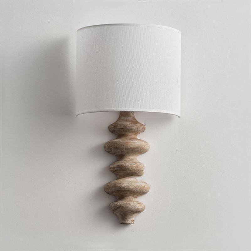 Fishbone Sconce | Solid Wood & Fabric | Black, White, Wood Color