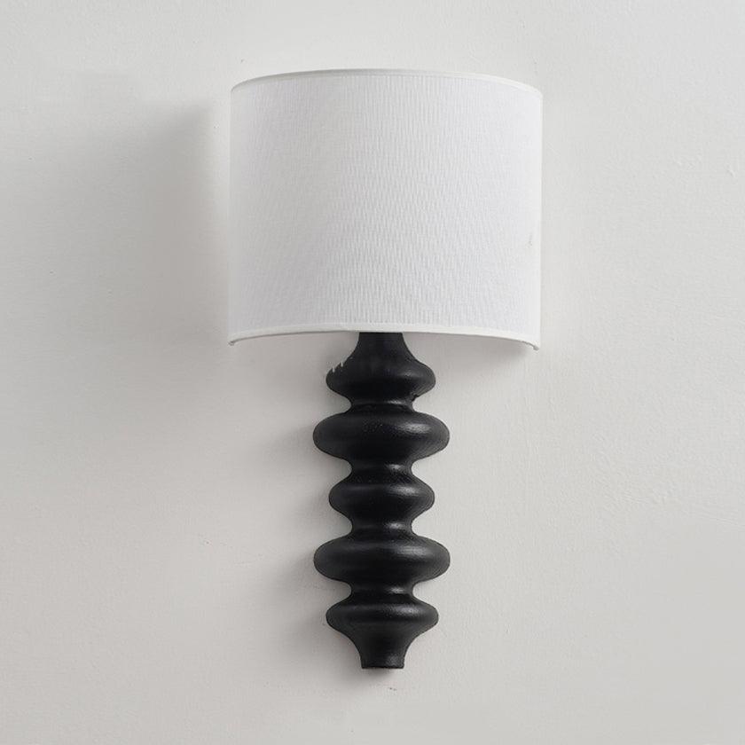 Fishbone Sconce | Solid Wood & Fabric | Black, White, Wood Color