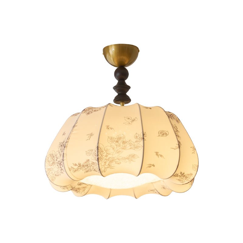 Fleurina Ceiling Lamp | Fabric, Metal, Wood | Walnut, Gold