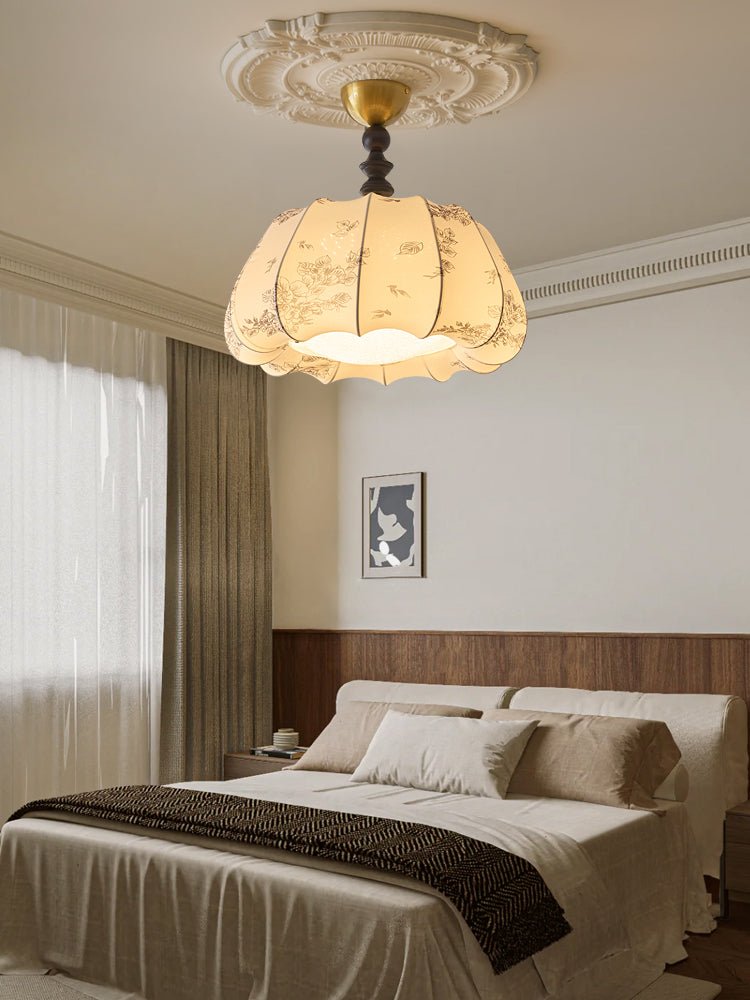Fleurina Ceiling Lamp | Fabric, Metal, Wood | Walnut, Gold