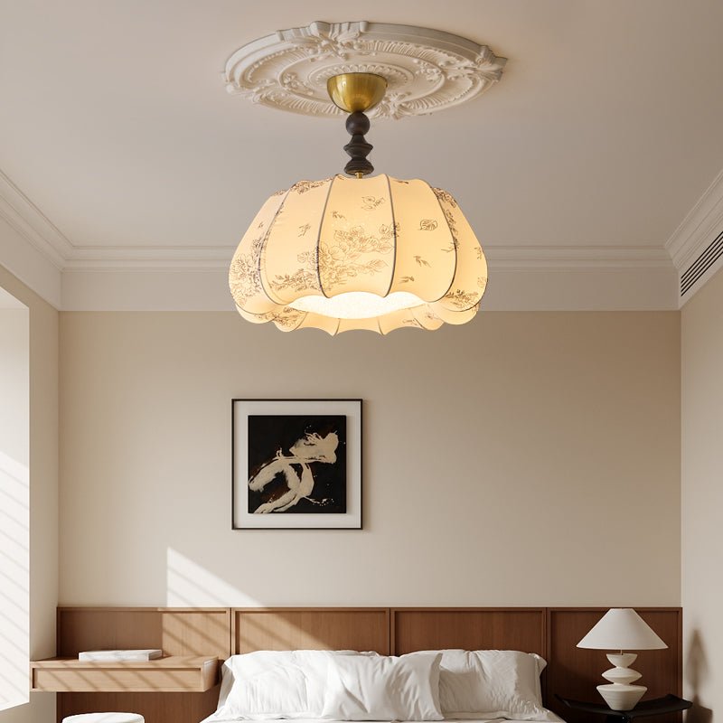 Fleurina Ceiling Lamp | Fabric, Metal, Wood | Walnut, Gold
