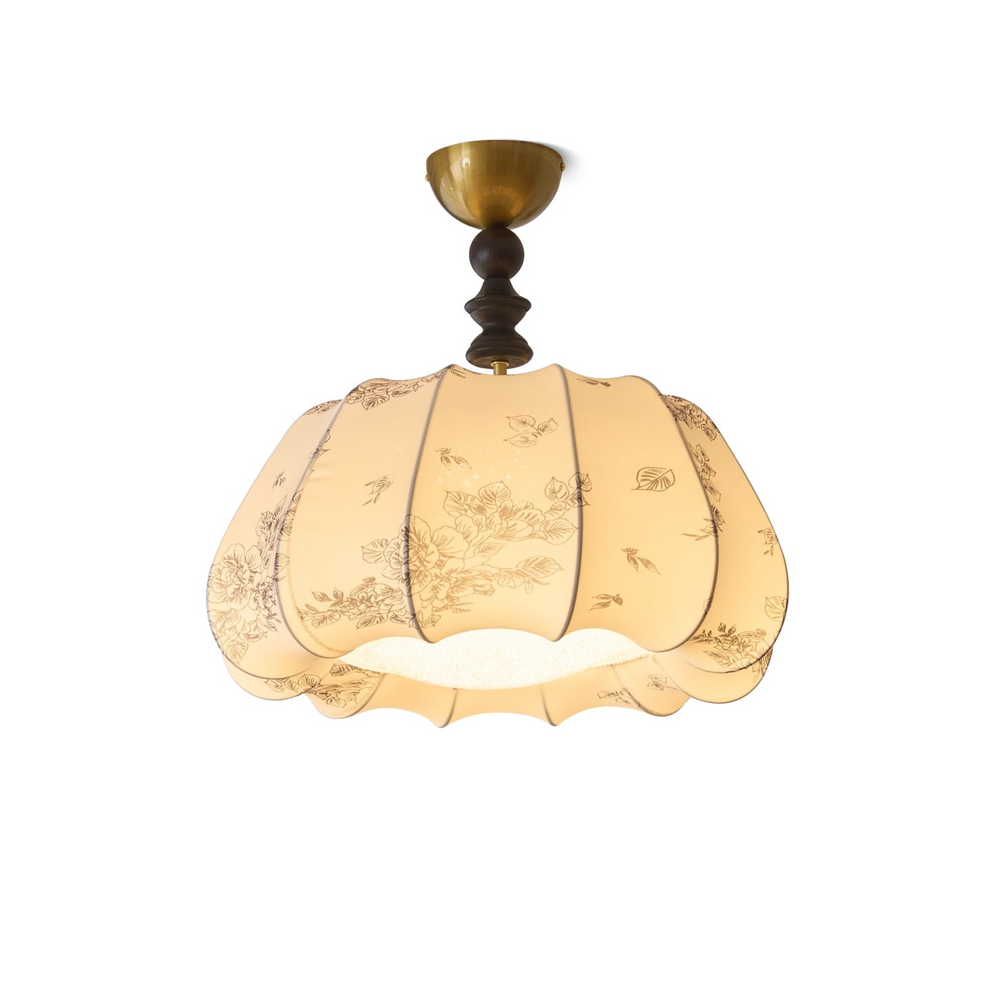 Fleurina Ceiling Lamp | Fabric, Metal, Wood | Walnut, Gold