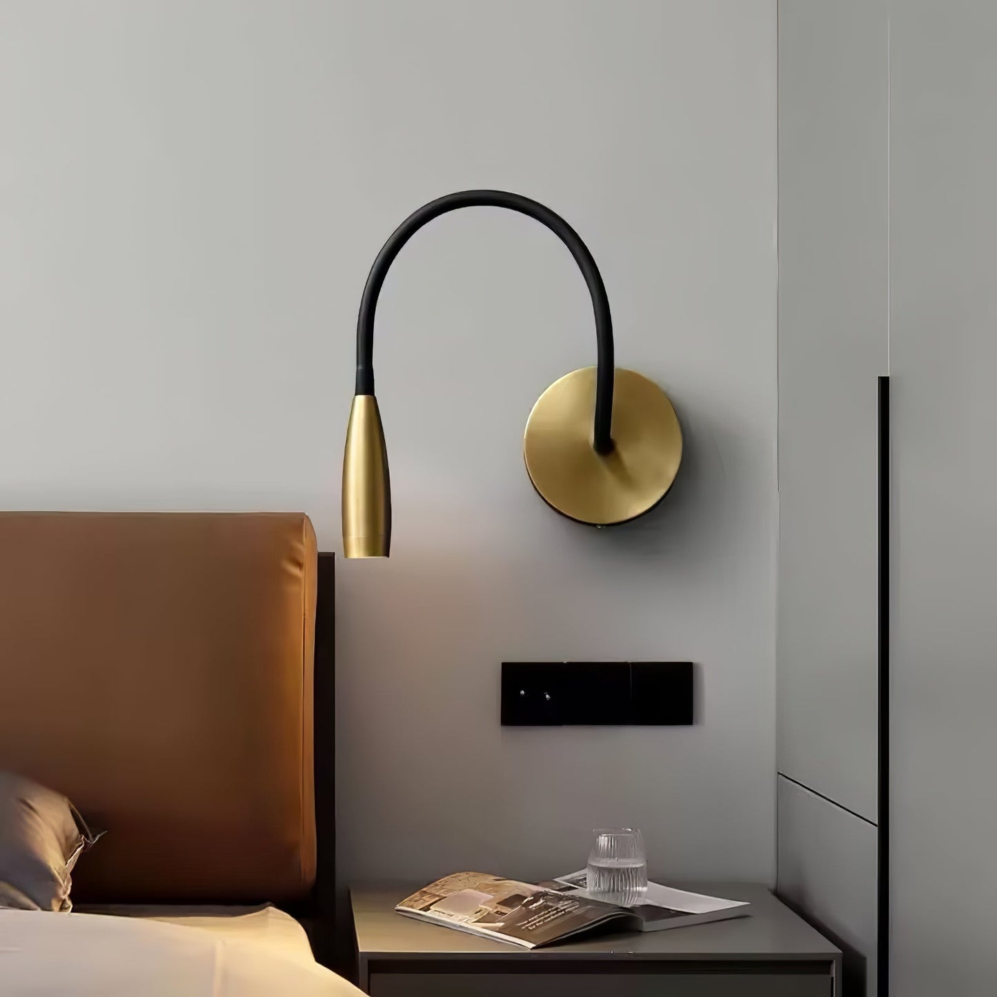 Flexi Hose Wall Light Sconce | Metal & Aluminum | Gold & Brushed Bronze | Set of 2