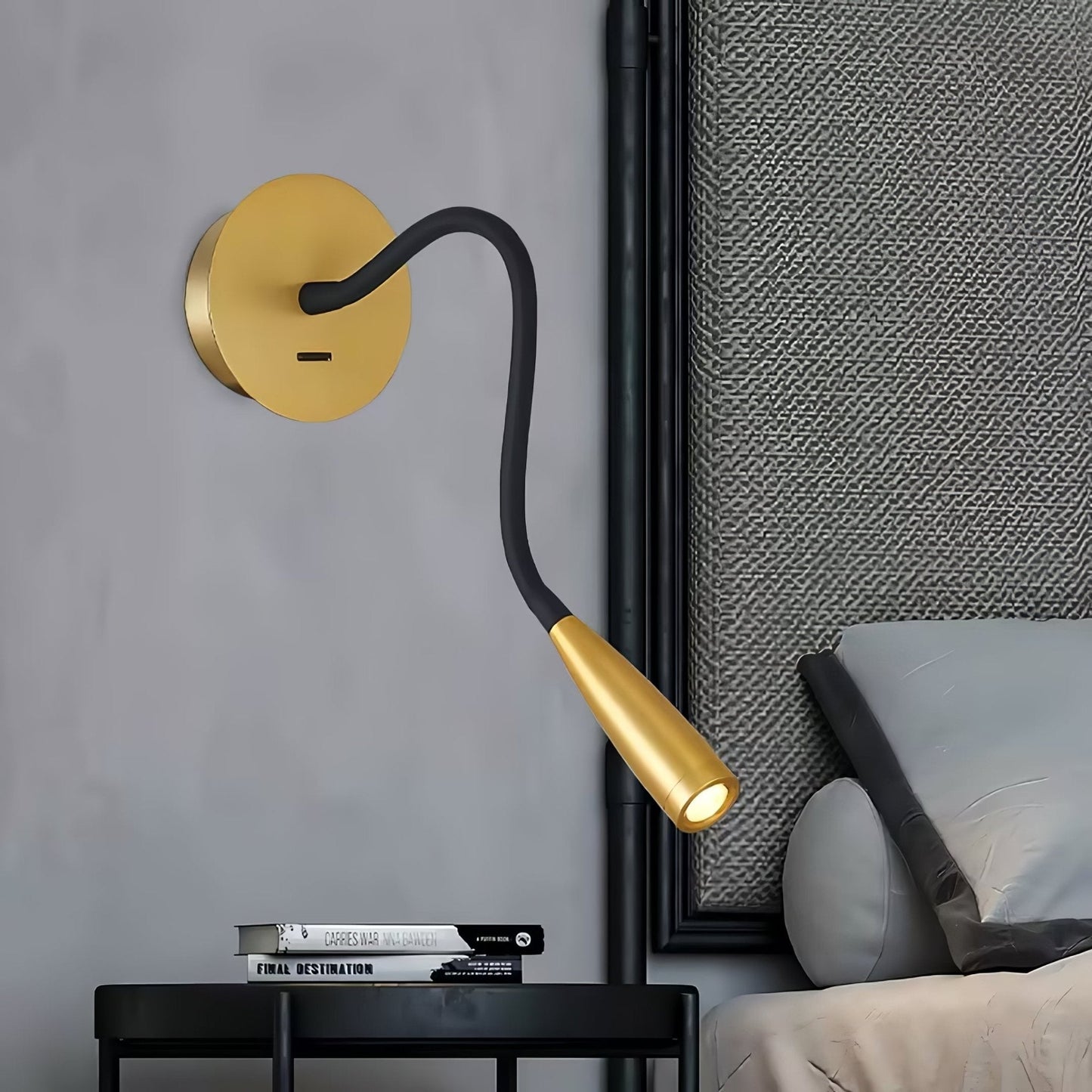 Flexi Hose Wall Light Sconce | Metal & Aluminum | Gold & Brushed Bronze | Set of 2