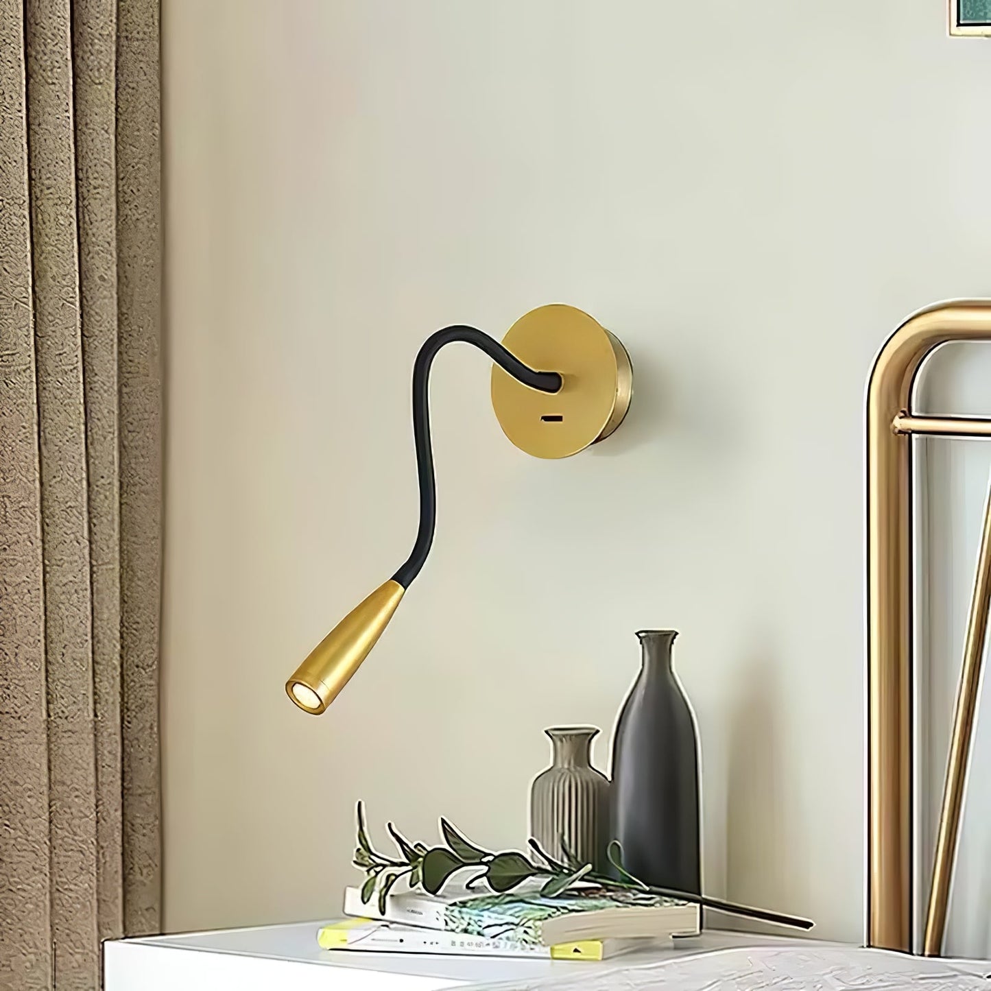 Flexi Hose Wall Light Sconce | Metal & Aluminum | Gold & Brushed Bronze | Set of 2