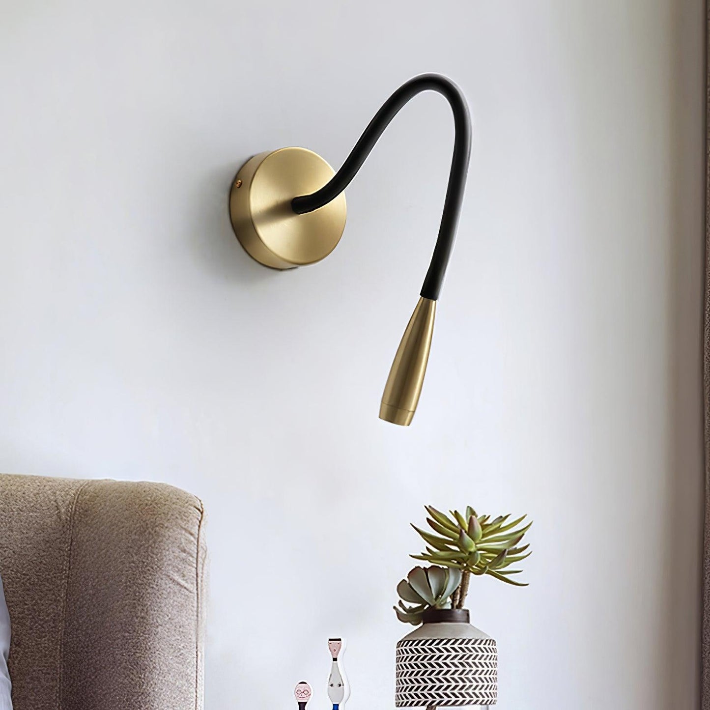 Flexi Hose Wall Light Sconce | Metal & Aluminum | Gold & Brushed Bronze | Set of 2