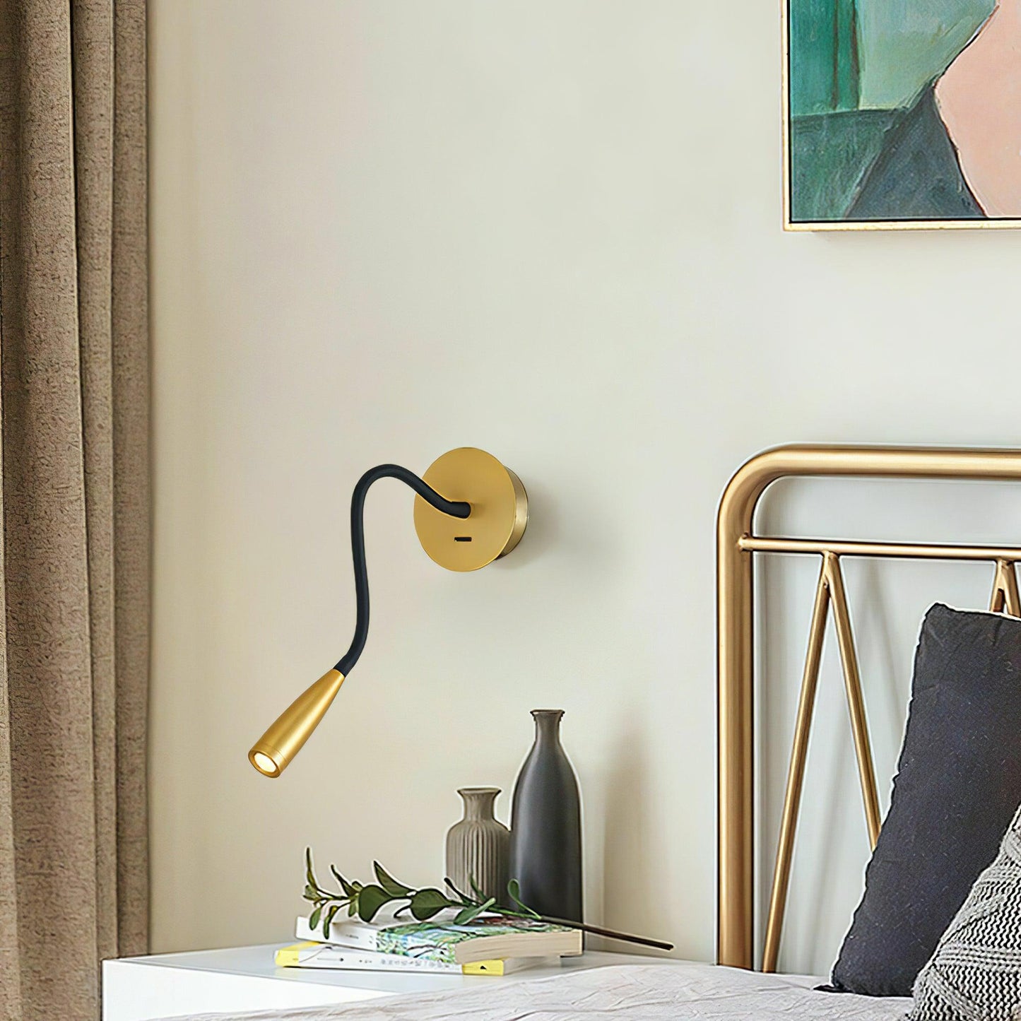 Flexi Hose Wall Light Sconce | Metal & Aluminum | Gold & Brushed Bronze | Set of 2