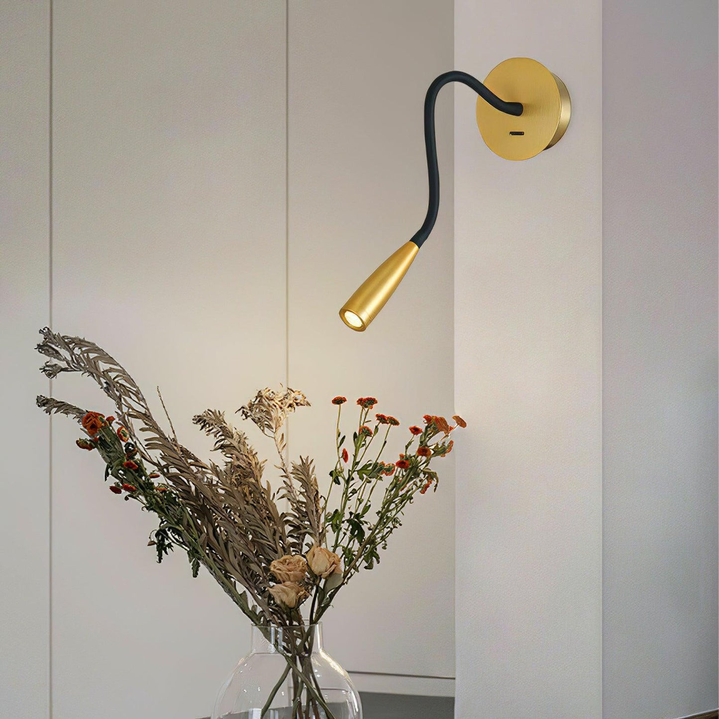 Flexi Hose Wall Light Sconce | Metal & Aluminum | Gold & Brushed Bronze | Set of 2