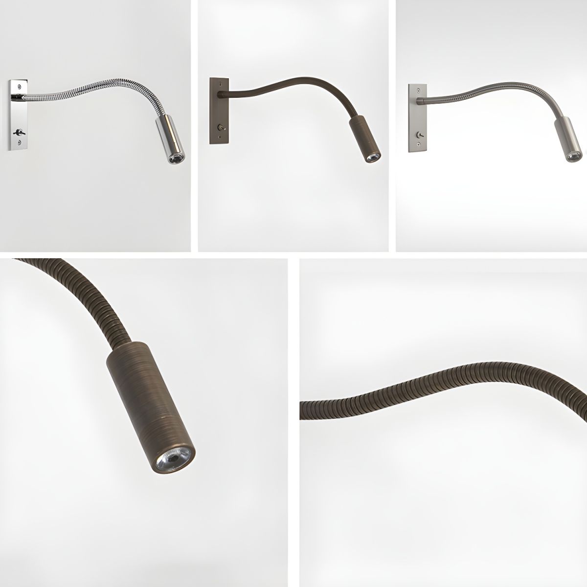 Gooseneck Wall Lamp | Metal | Black, Brushed Bronze, Sand Nickel