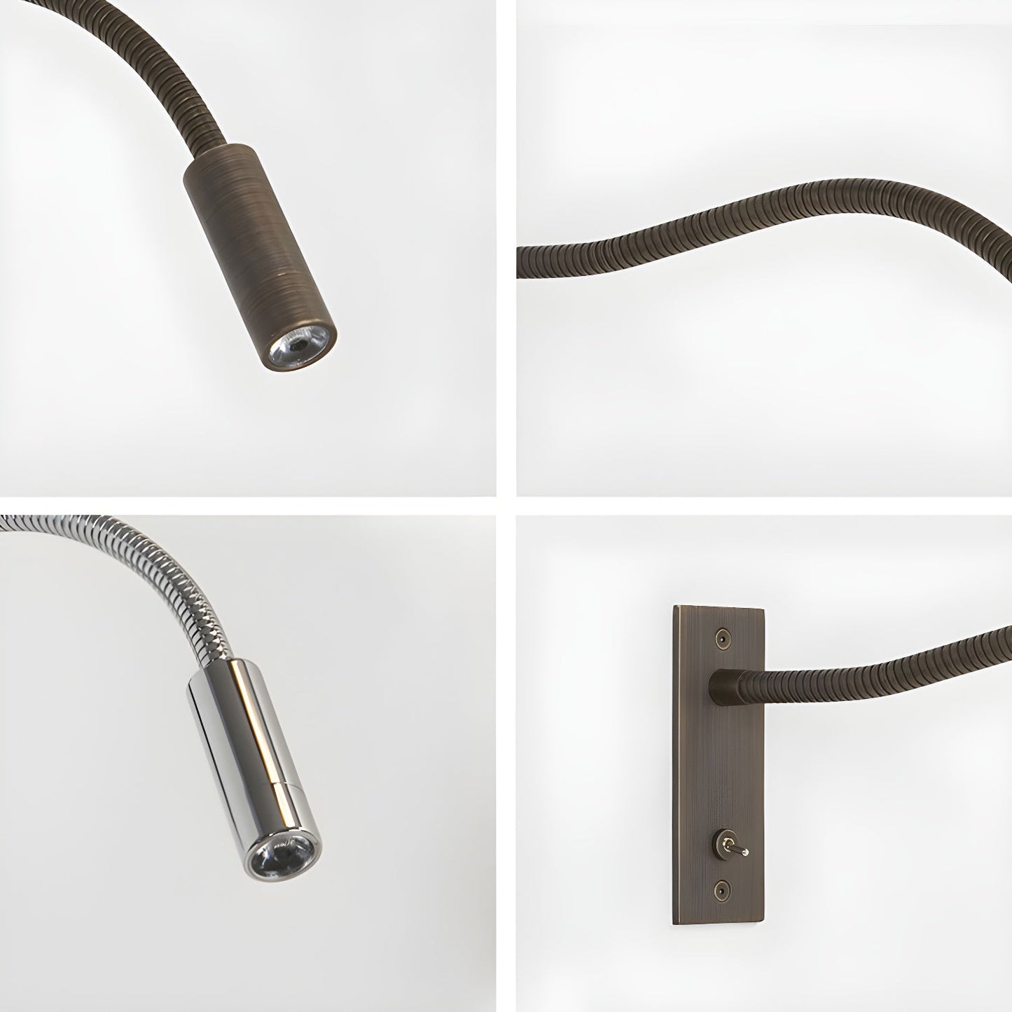 Gooseneck Wall Lamp | Metal | Black, Brushed Bronze, Sand Nickel
