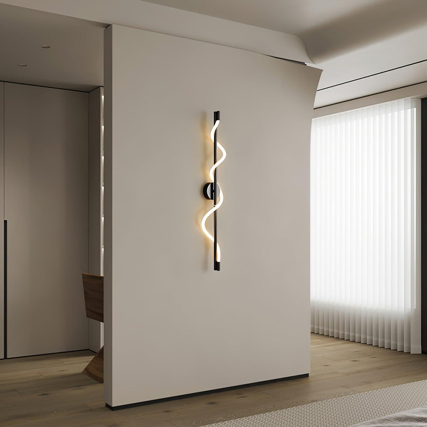 Flexible Linear Curve Wall Lamp | Silicone & Metal | Set of 2
