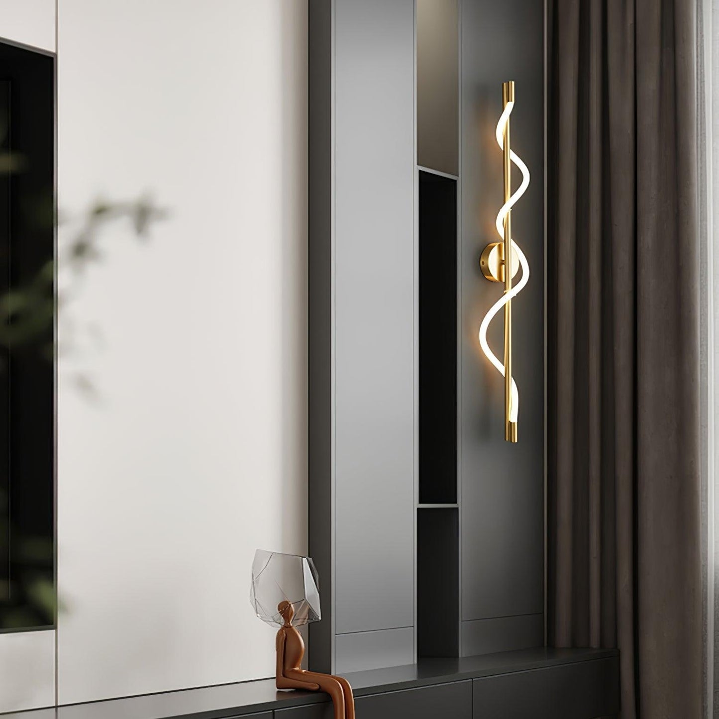 Flexible Linear Curve Wall Lamp | Silicone & Metal | Set of 2