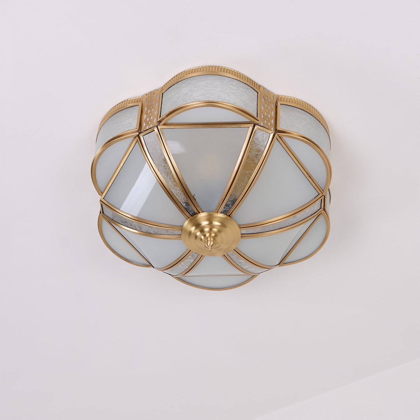 Floral Brass Ceiling Lamp | Brass & Glass | Vintage Design