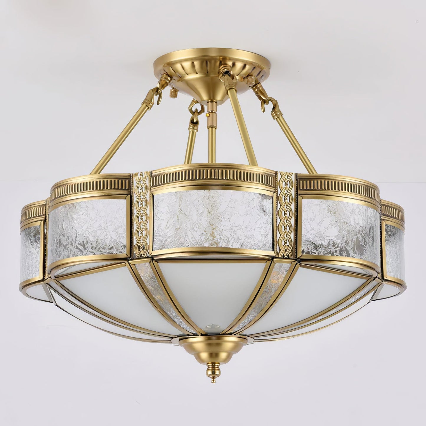 Floral Brass Ceiling Lamp | Brass & Glass | Vintage Design