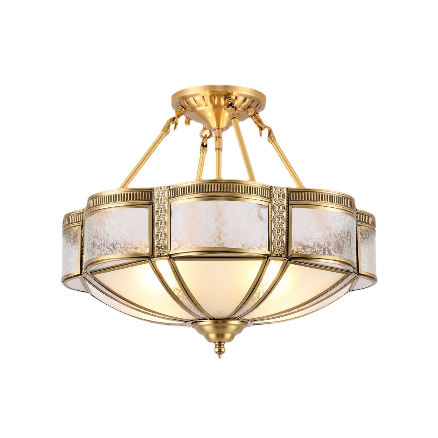 Floral Brass Ceiling Lamp | Brass & Glass | Vintage Design